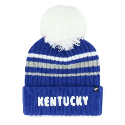 Women's '47 Royal Kentucky Wildcats Seasonal Fuzzy Script Big Pom Knit Hat