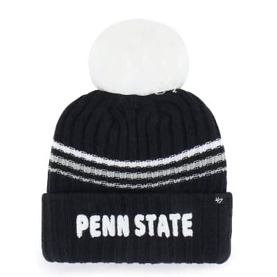 Women's '47 Navy Penn State Nittany Lions Seasonal Fuzzy Script Big Pom Knit Hat