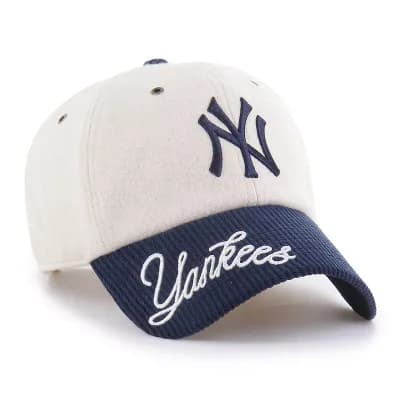 Women's '47 Natural/Navy New York Yankees Rope Script Clean Up Adjustable Hat