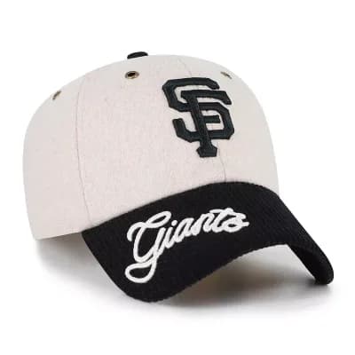 Men's '47 Natural/Black San Francisco Giants Rope Script Clean Up Adjustable Hat