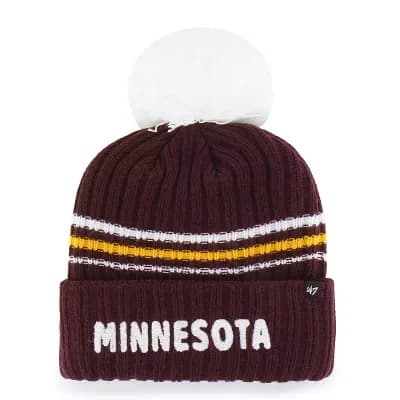 Women's '47 Maroon Minnesota Golden Gophers Seasonal Fuzzy Script Big Pom Knit Hat