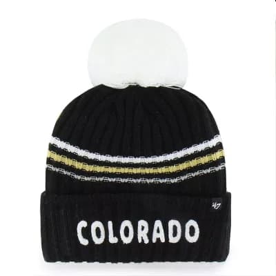 Women's '47 Black Colorado Buffaloes Seasonal Fuzzy Script Big Pom Knit Hat