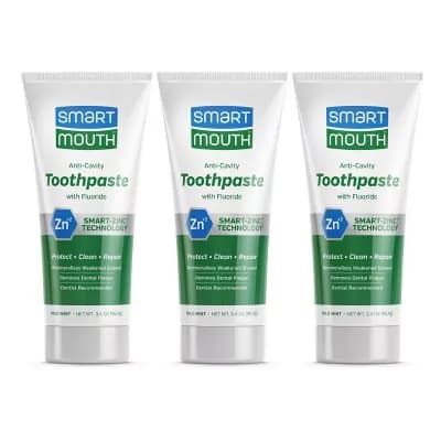 SmartMouth Anti-Cavity + Zinc Toothpaste - Fluoride, Sensitive Whitening - 3.4 oz, 3-Pack