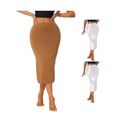 3 Packs Lace Trim Half Slips for Women Tight High Waist Seamless Maxi Skirt Ankle Length Under Dress