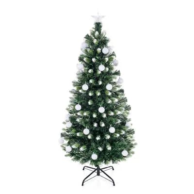 Costway Full Xmas Tree with 180 Branch Tips, 28 Warm White LED Lights, 8 Lighting Modes