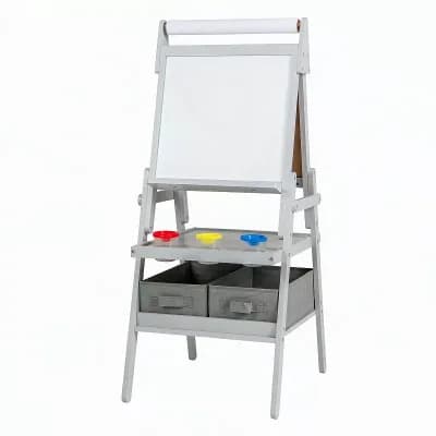 Costway 3-in-1 Art Easel for Kids with Magnetic Chalkboard & Whiteboard Paper Roll