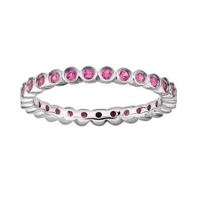 Stacks & Stones Sterling Silver Lab-Created Ruby Stack Ring
