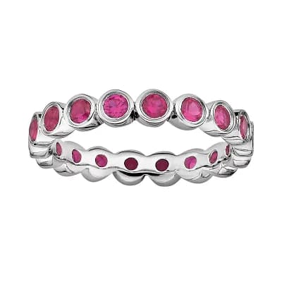 Stacks & Stones Sterling Silver Lab-Created Ruby Stack Ring