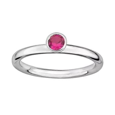 Stacks & Stones Sterling Silver Lab-Created Ruby Stack Ring