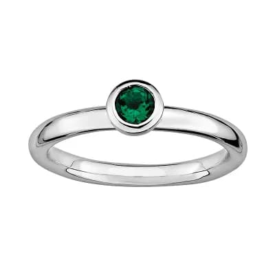 Stacks & Stones Sterling Silver Lab-Created Emerald Stack Ring