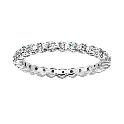 Stacks & Stones Sterling Silver Aquamarine & Diamond Accent Stack Ring