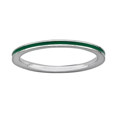 Stacks & Stones Sterling Silver Green Enamel Stack Ring