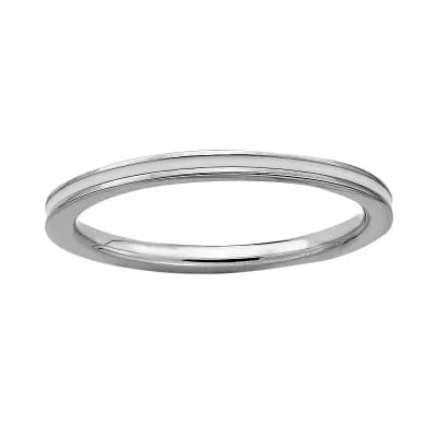 Stacks & Stones Sterling Silver White Enamel Stack Ring