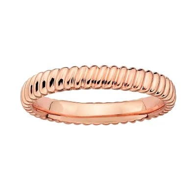 Stacks & Stones 18k Rose Gold Over Silver Ribbed Stack Ring