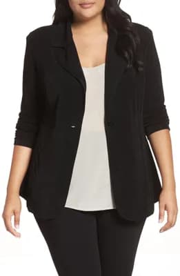 One-Button Stretch Knit Blazer