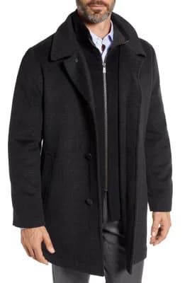 MacBeth Wool Blend Car Coat with Bib