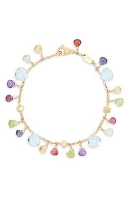 Paradise Blue Topaz & Mixed Semiprecious Stones Single Strand Bracelet