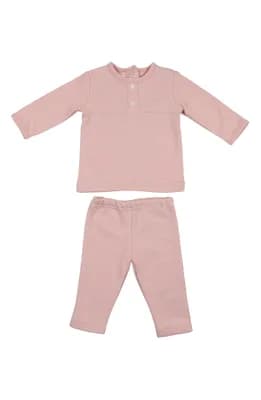 Textured Dot Stretch Cotton Shirt & Leggings Set (Baby)
