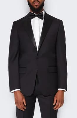 Peak Lapel Solid Wool Tuxedo Jacket