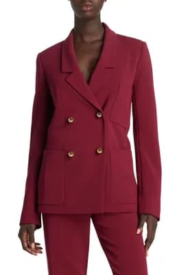 Double Breasted Stretch Cady Blazer