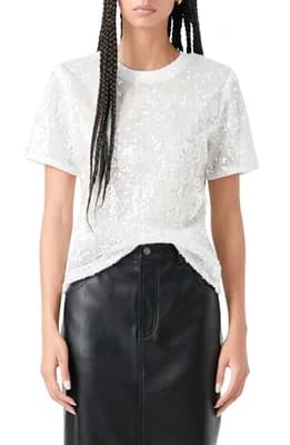 Shoulder Pad Sequin Top