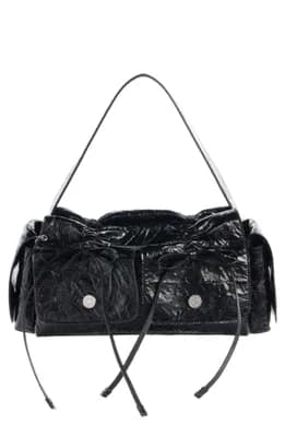 Multipocket Crinkled Leather Handbag