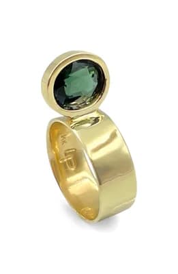 Perched Setting Green Tourmaline Ring