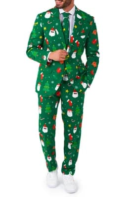 Festivity Green Slim Fit Two-Piece Suit & Tie Set