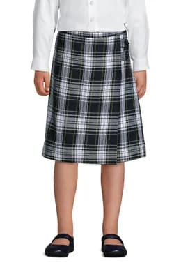 School Uniform Girls Slim Side Pleat Plaid Skort Above Knee
