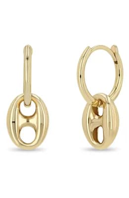 Dangling Large Mariner Link Hinge Huggie Hoops