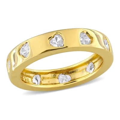 Lab-Created Gemstone Heart Eternity Ring
