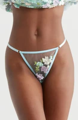 Floral Embroidered G-String