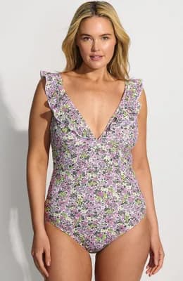 Plus Size Pique Ruffle One Piece Swimsuit
