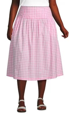 Plus Size Poplin Drop Waist Midi Skirt