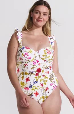 Plus Size Balconette Ruffle High Leg One Piece Swimsuit