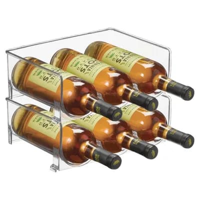 Plastic Free-Standing Stacking 3 Bottle Wine Storage Rack, 2 Pack