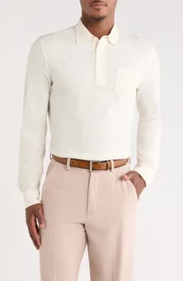 Long Sleeve Cotton & Cashmere Polo