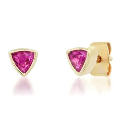 14K Knife Edge Gemstone stud Earrings