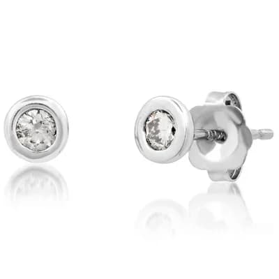 14K Gold Diamond Bezel Stud Earring