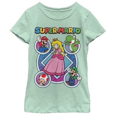 Girl's Nintendo Super Mario Princess Peach Friends Graphic T-Shirt