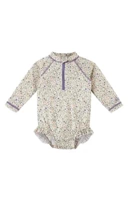 Long Sleeve Ruffle Legged Swim Suit