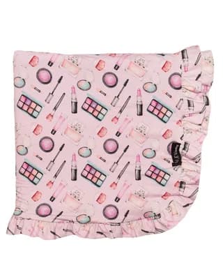 Makeup Print Ruffled Edge Blanket