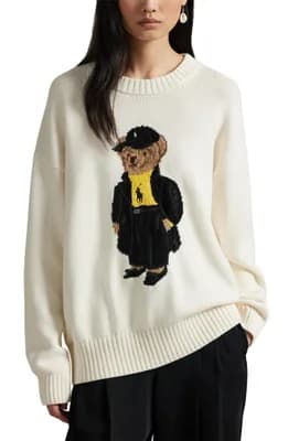 Polo Bear Cotton Crewneck Sweater