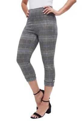 Stretch Cotton Cuff-Button Capri Legging