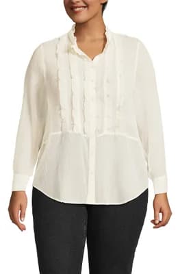 Chiffon Ruffle Front Long Sleeve Top