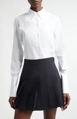 Plissé Bib Button-Down Shirt