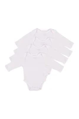 4-Pack Solid Cotton Long Sleeve Bodysuits