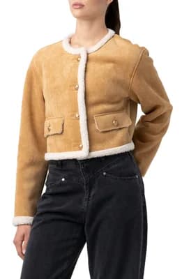 Faux Shearling Collarless Jacket