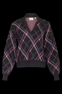 Plaid Collared Knit Polo