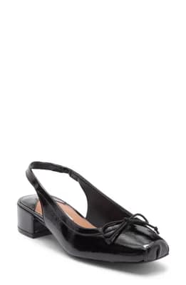 Loved Square Toe Patent Leather Slingback Pump